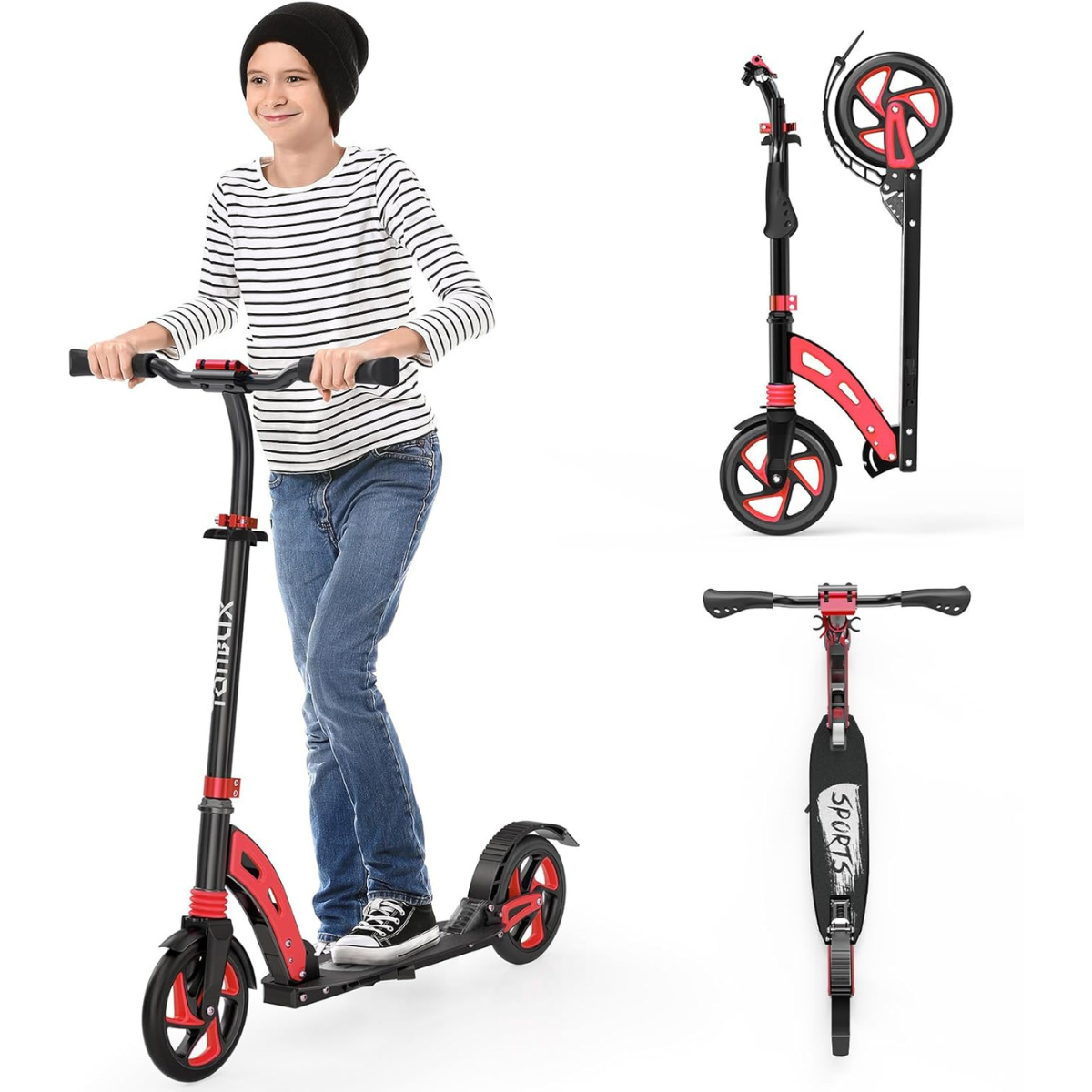 TONBUX Kick Scooter for Ages 6+, Lightweight Aluminum Frame with Dual Suspension Kids Scooter