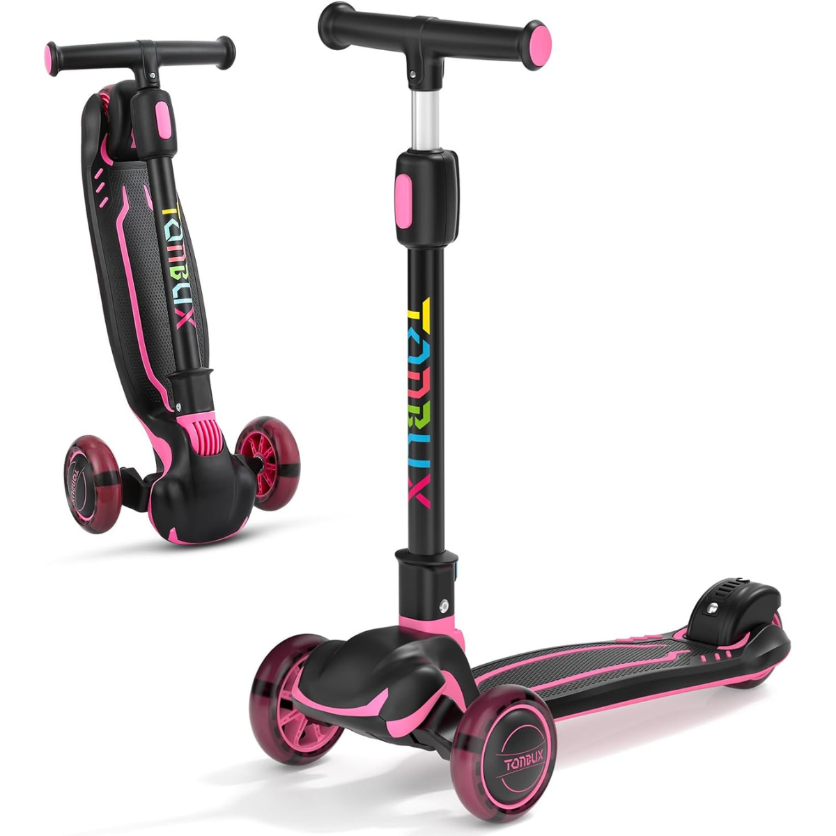 TONBUX Kids Scooter Light Up 3 Wheel Kick Scooters for Kids 3-5 Folding Scooters for Kids 8-12