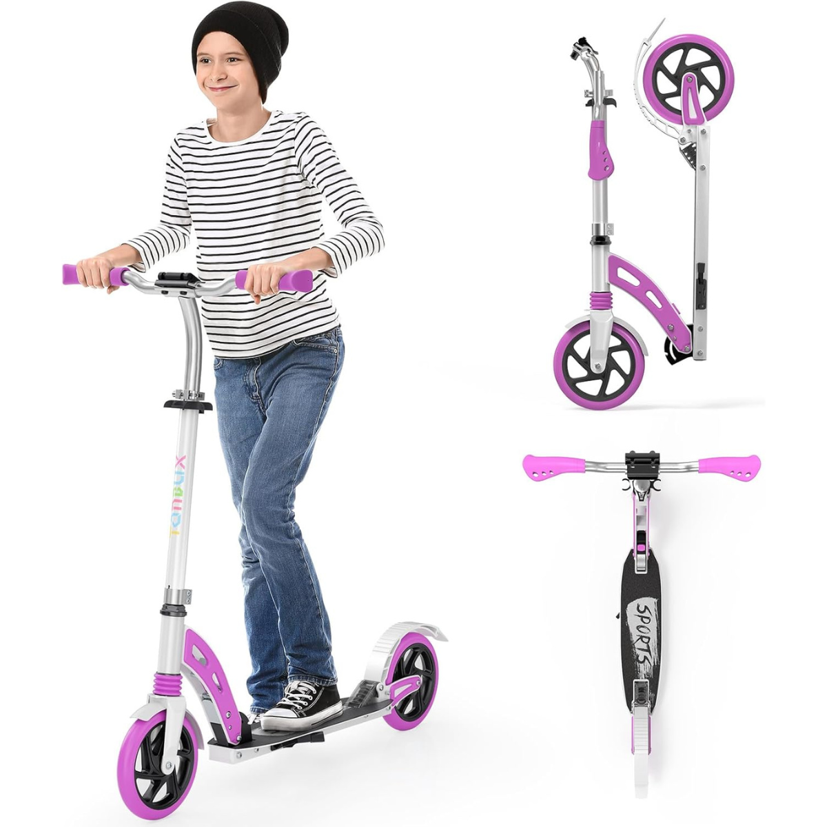 TONBUX Kick Scooter for Ages 6+, Lightweight Aluminum Frame with Dual Suspension Kids Scooter