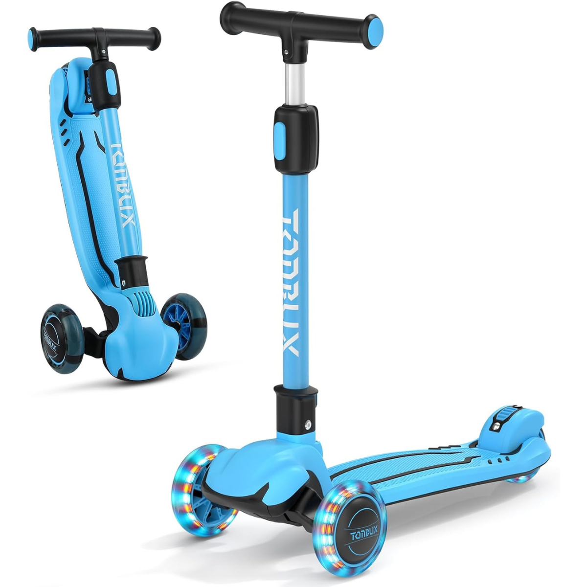 TONBUX Kids Scooter Light Up 3 Wheel Kick Scooters for Kids 3-5 Folding Scooters for Kids 8-12