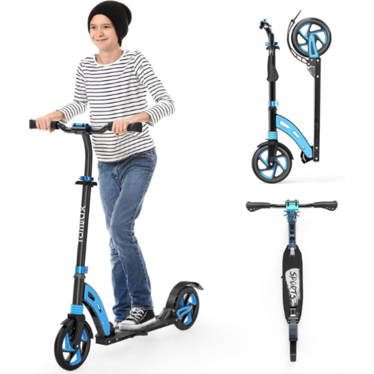 TONBUX Kick Scooter for Ages 6+, Lightweight Aluminum Frame with Dual Suspension Kids Scooter