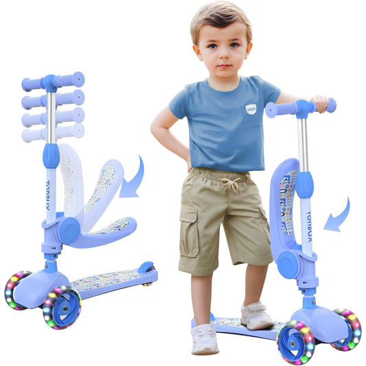 TONBUX Kids Scooter with Seat, Kids Scooter 3-5 with PU Luminous