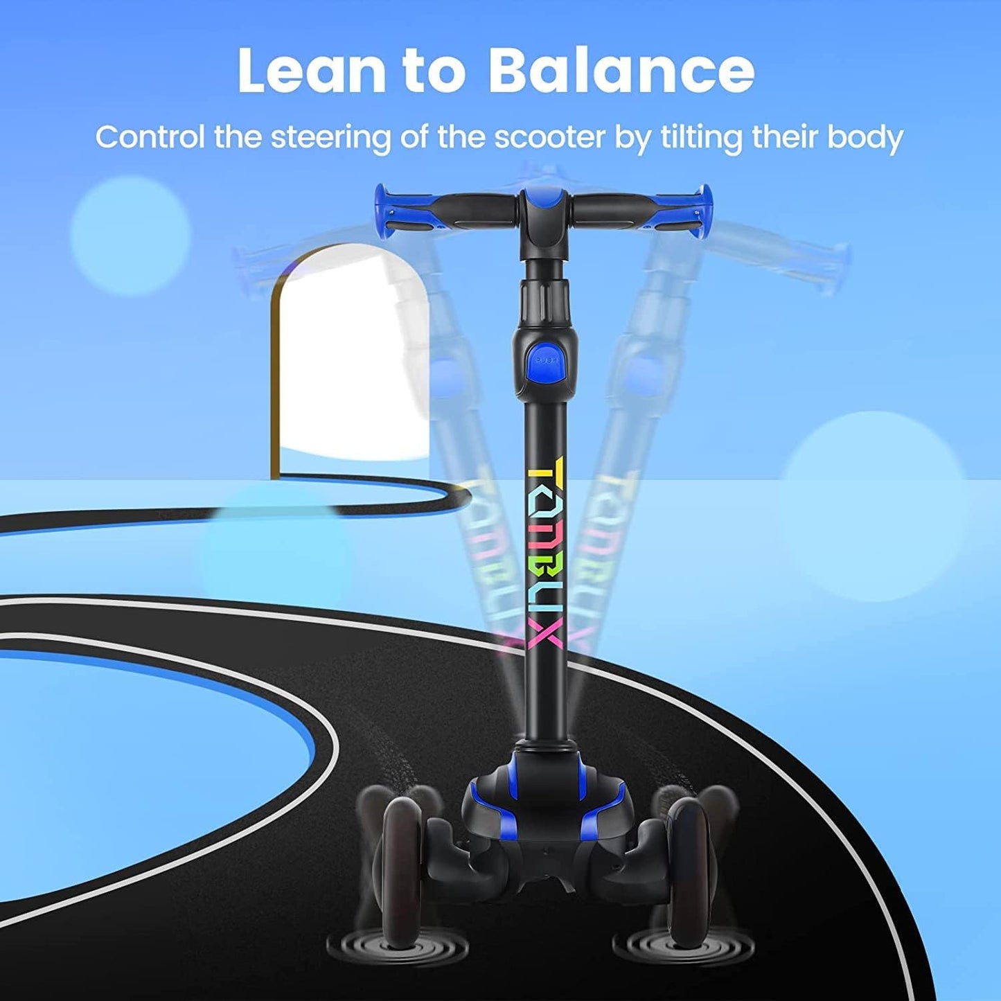 TONBUX Kids Scooter, Light Up 3 Wheel Kick Scooters for Kids 3-5