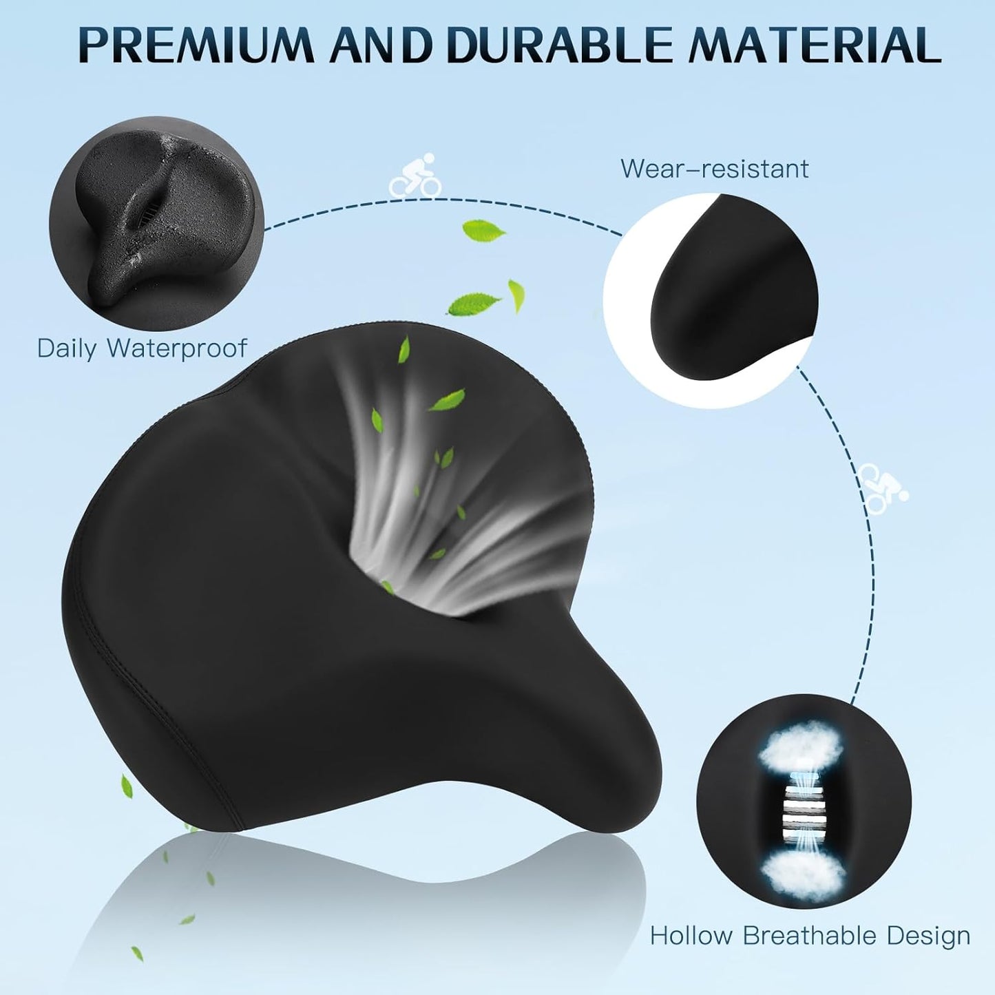 TONBUX Comfortable Women Men Bike Seat,Soft Foam Padded Bike Seats Wide for Exercise Road Mountain Peloton Spin Bikes Comfort