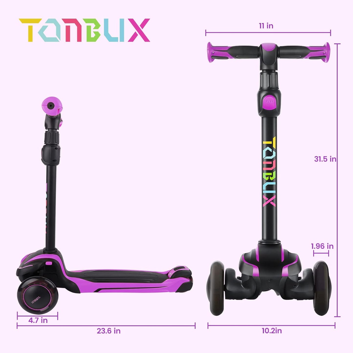 Kids Scooter for Age 3-12 with 4 Adjustable Heights