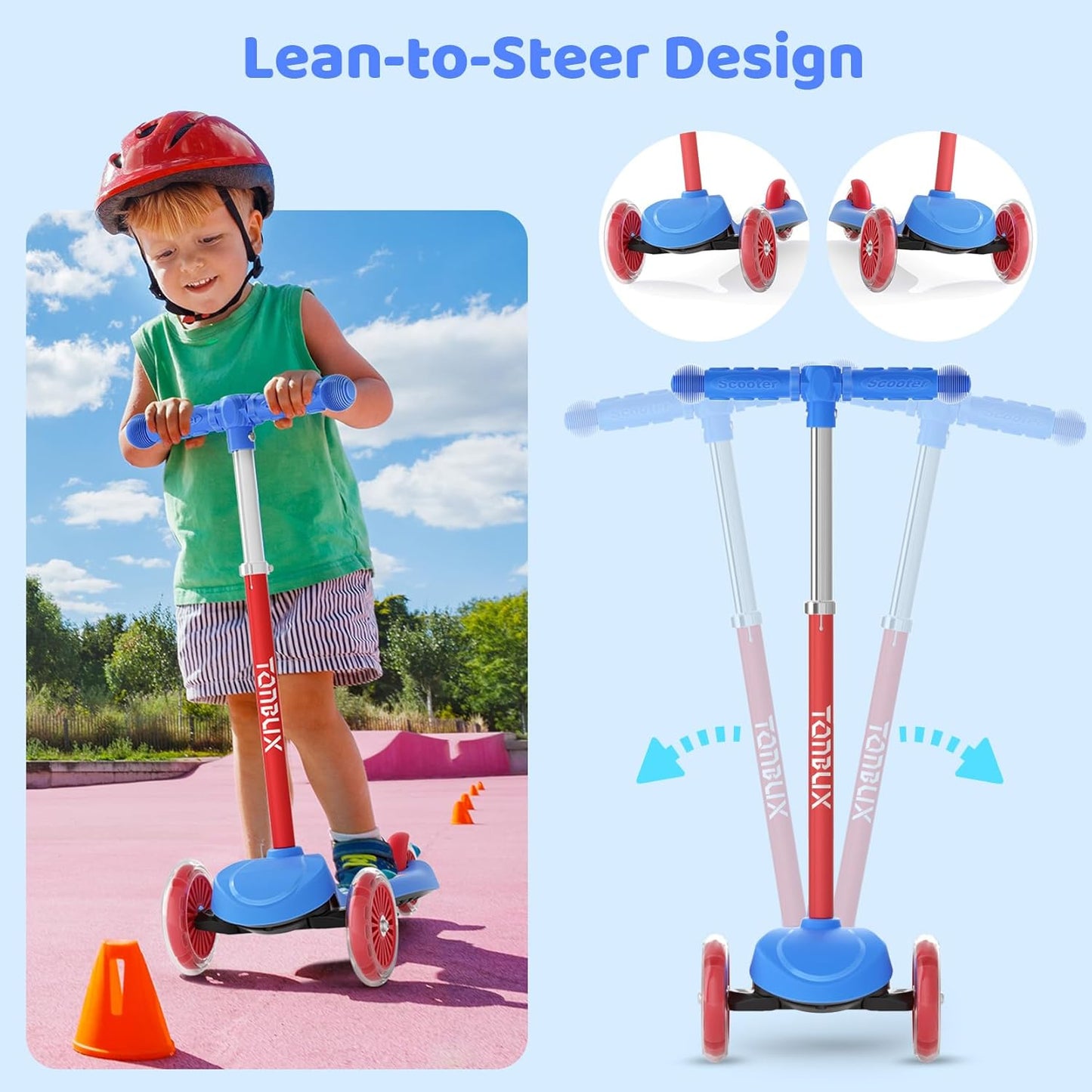 TONBUX Scooters for Kids 3-5, Toddler Scooter with Light-Up Deck and Wheels