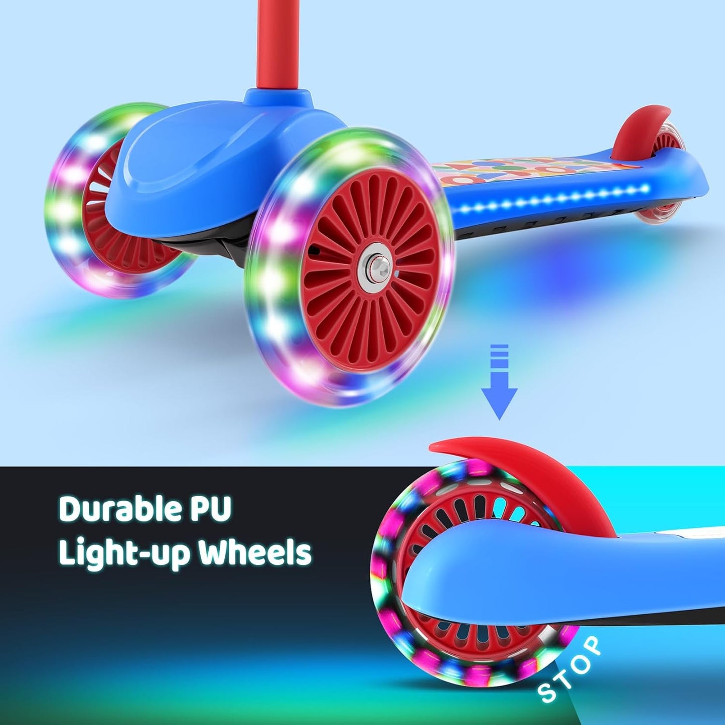 TONBUX Scooters for Kids 3-5, Toddler Scooter with Light-Up Deck and Wheels