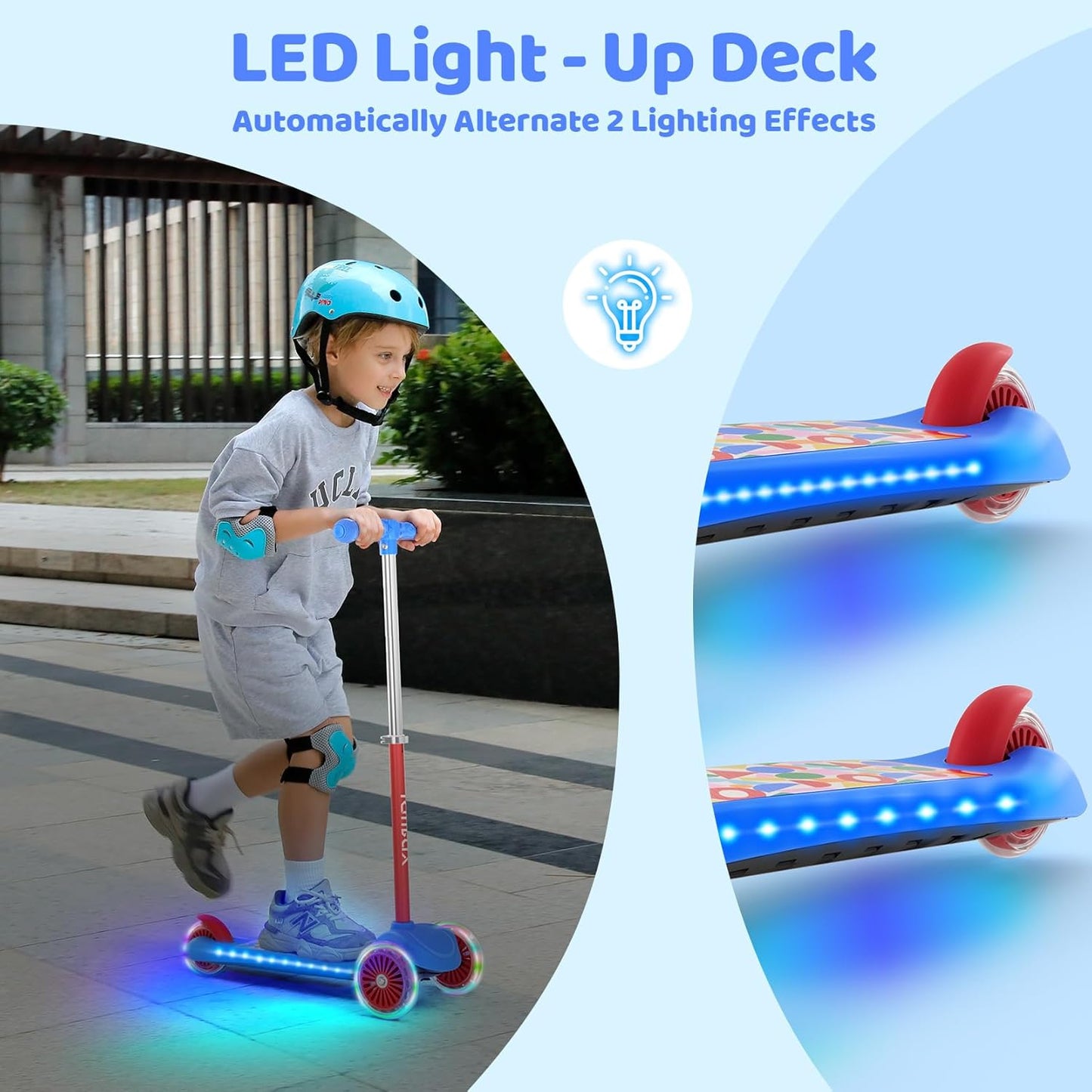 TONBUX Scooters for Kids 3-5, Toddler Scooter with Light-Up Deck and Wheels