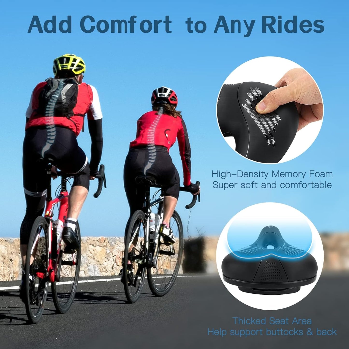 TONBUX Soft Comfortable Breathable Bike Seat Cushion for Men Women