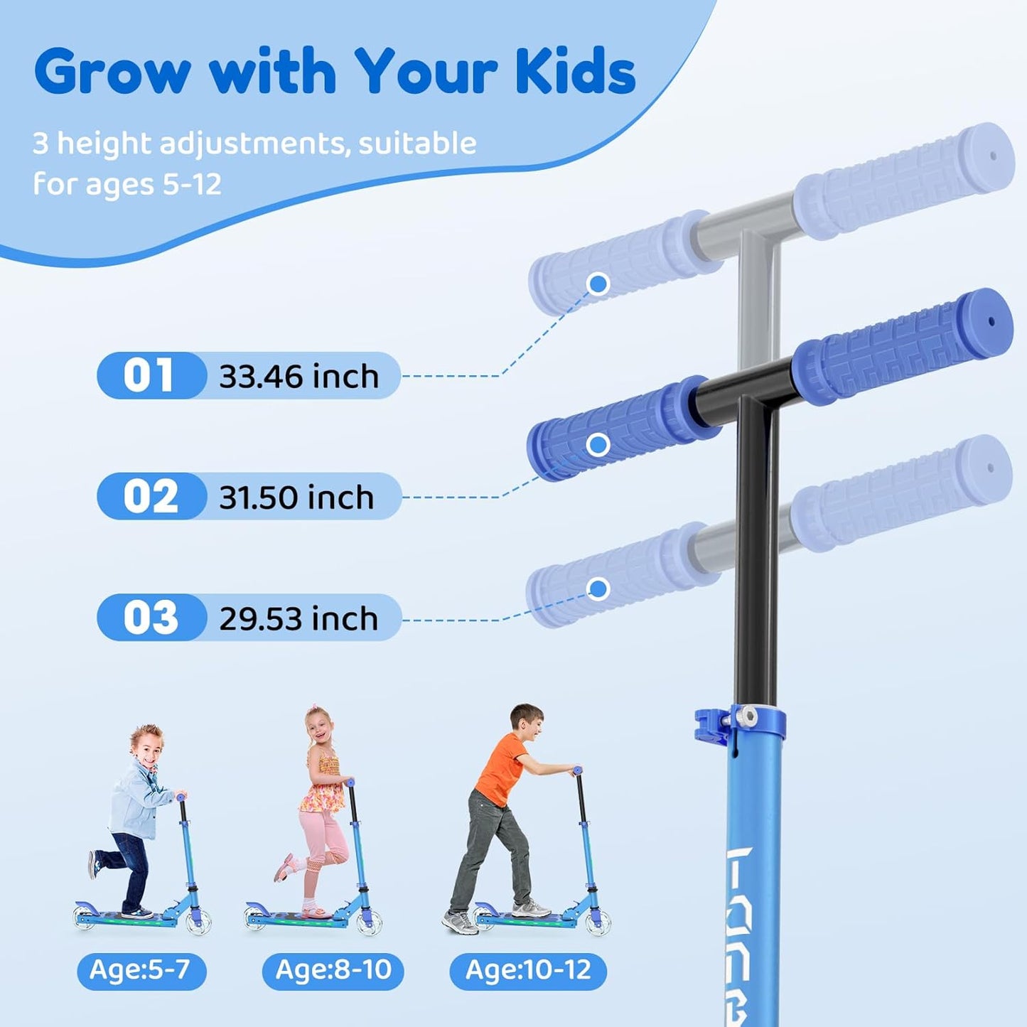 Kids Scooters for Kids 5-7 with Cool Light Up Stem
