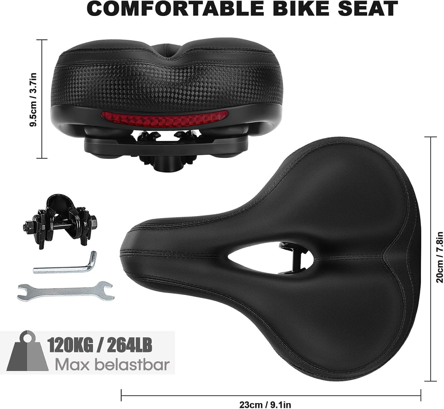 TONBUX Comfortable Bicycle Seat, Bike Seat Replacement with Dual Shock Absorbing Ball Wide Bike Seat