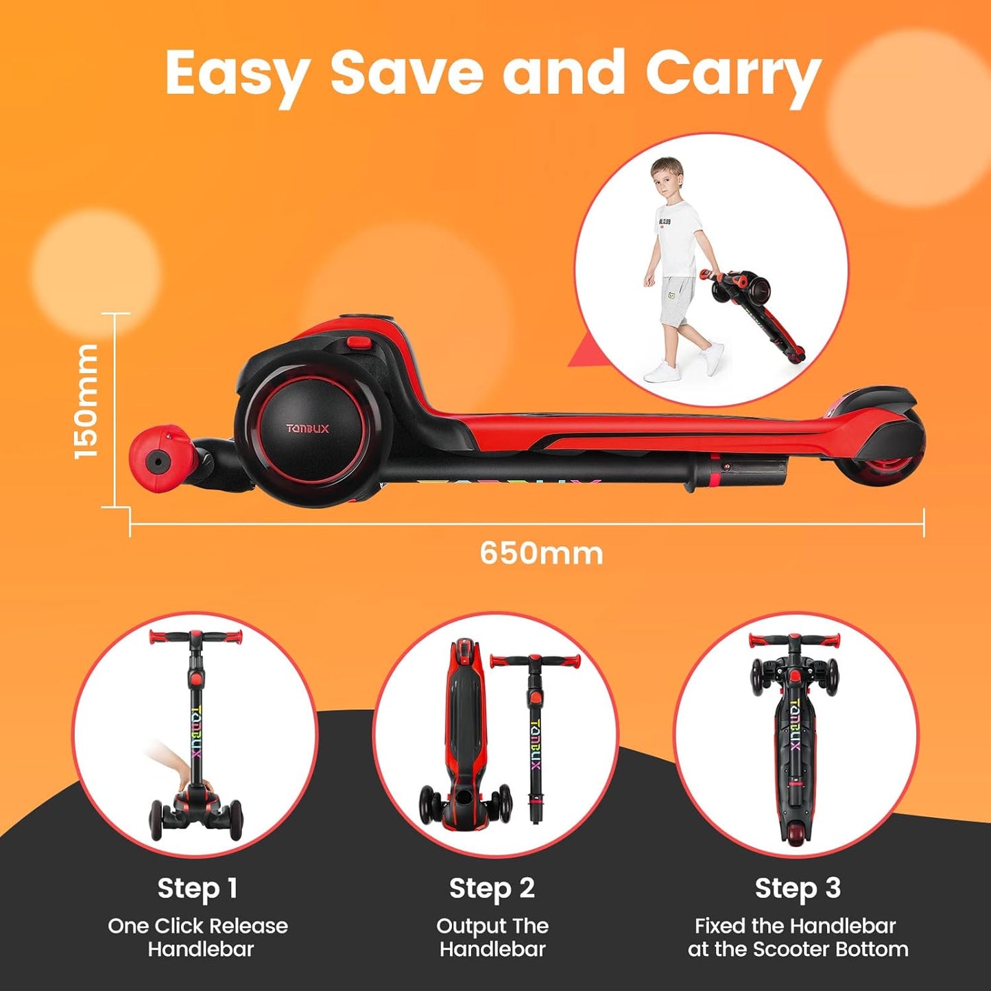Kids Scooter for Age 3-12 with 4 Adjustable Heights