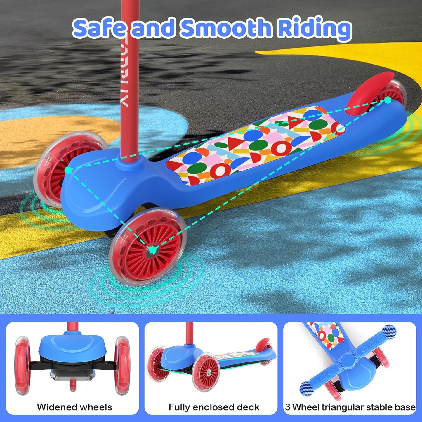 TONBUX Scooters for Kids 3-5, Toddler Scooter with Light-Up Deck and Wheels