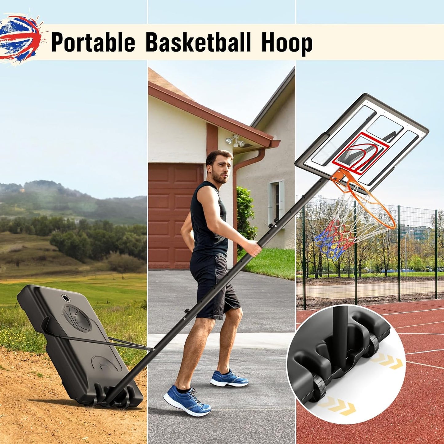 TONBUX Adjustable Basketball Hoop Outdoor 10FT