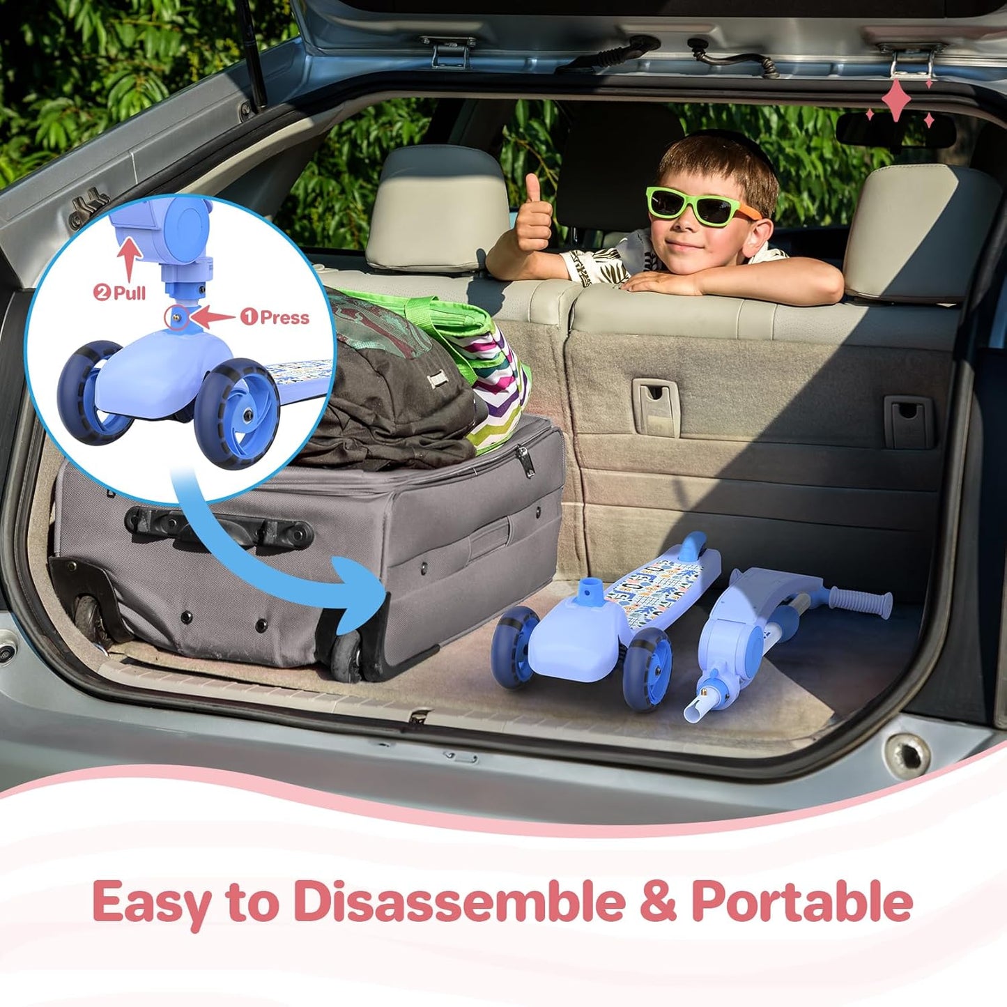 TONBUX Kids Scooter with Seat, Kids Scooter 3-5 with PU Luminous