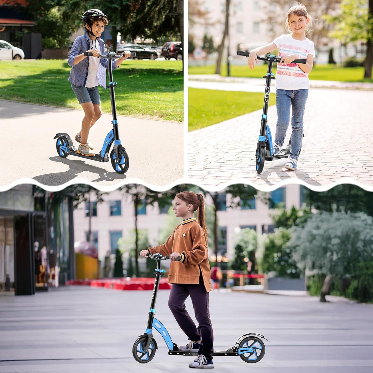 TONBUX Kick Scooter for Ages 6+, Lightweight Aluminum Frame with Dual Suspension Kids Scooter