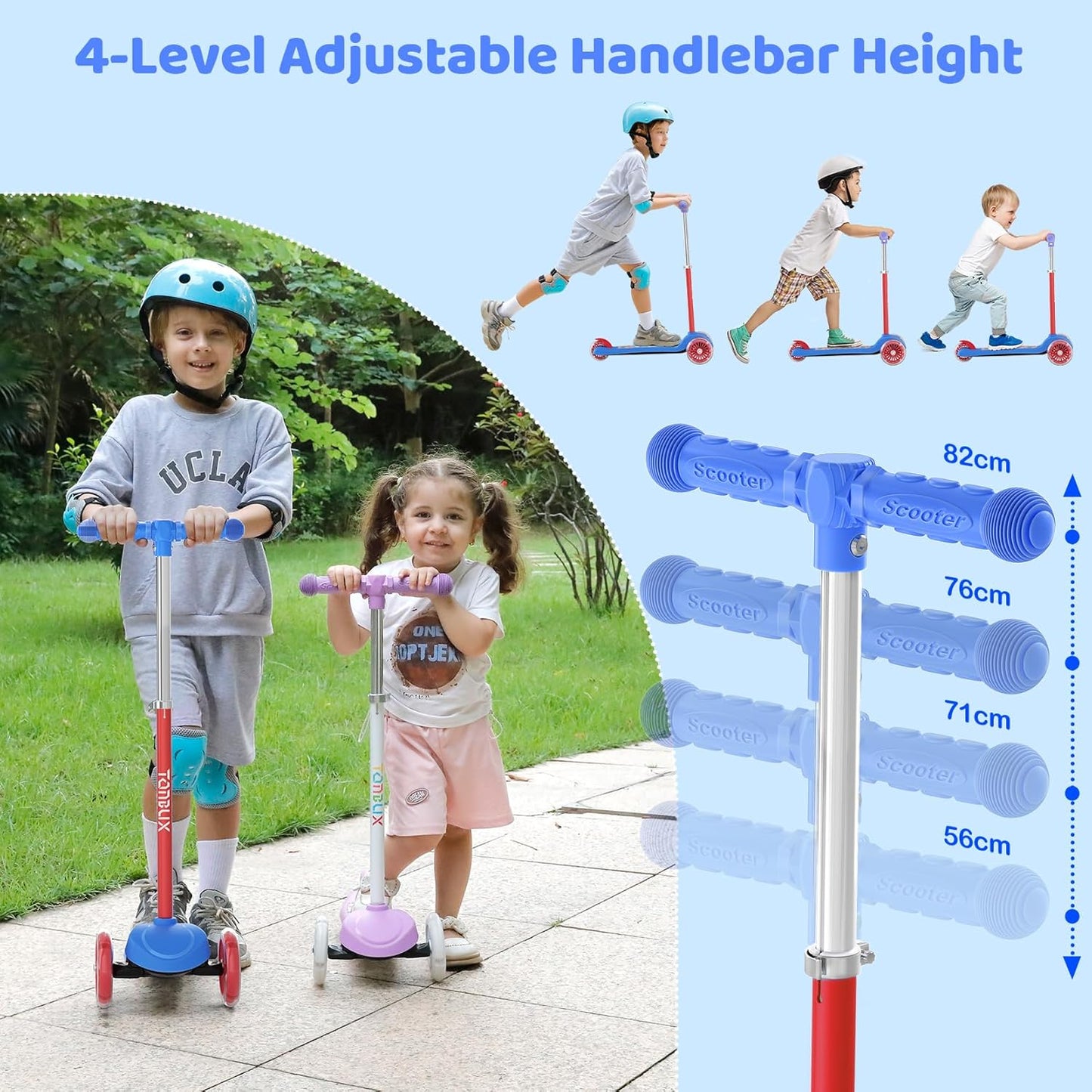 TONBUX Scooters for Kids 3-5, Toddler Scooter with Light-Up Deck and Wheels