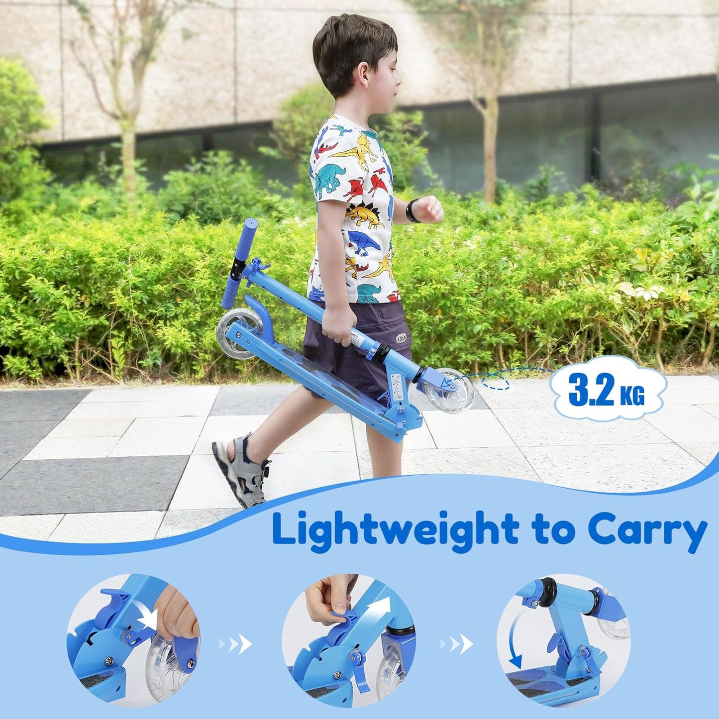 Kids Scooters for Kids 5-7 with Cool Light Up Stem