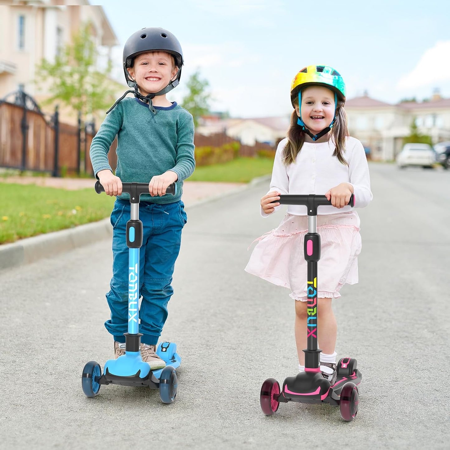 TONBUX Kids Scooter, Light Up 3 Wheel Kick Scooters for Kids 3-5