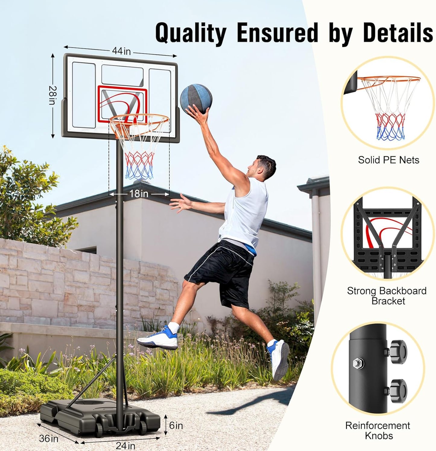 TONBUX Adjustable Basketball Hoop Outdoor 10FT