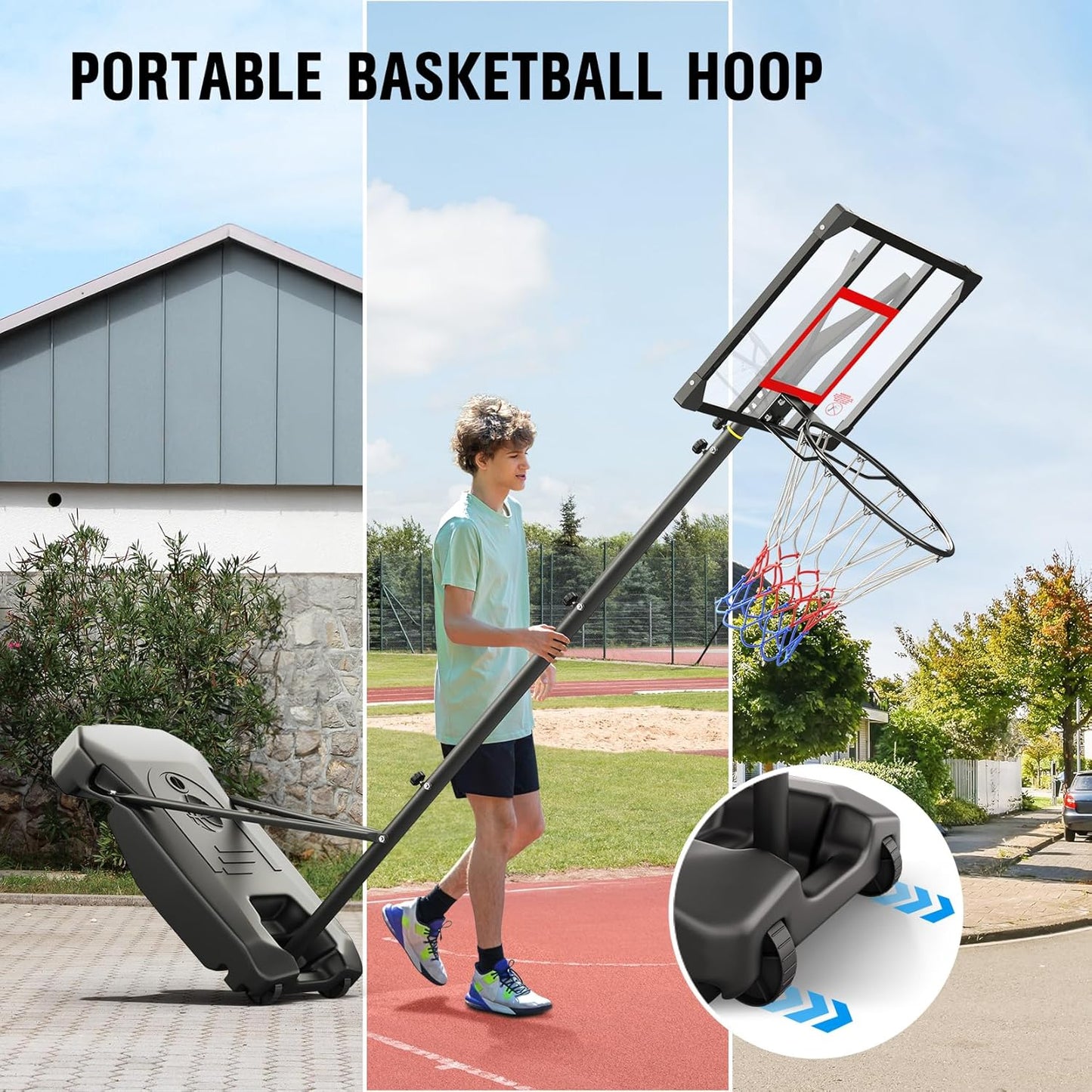 TONBUX Basketball Hoop 4.8-8.5FT Height Adjustable