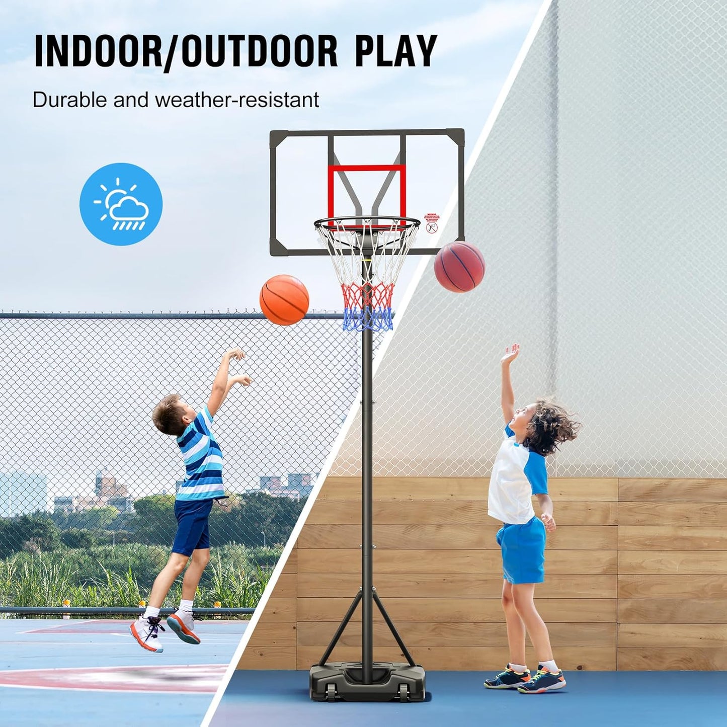 TONBUX Basketball Hoop 4.8-8.5FT Height Adjustable