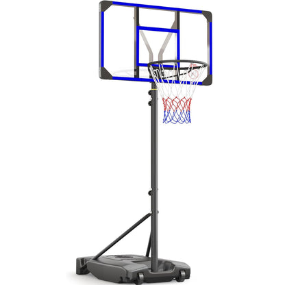 Toremore 33" Portable Basketball Hoop Outdoor Adjustable, 4.82-8.53FT, Kid Basketball Hoop Goal System with Shatterproof PC Backboard for Kids Youth and Adults,Blue