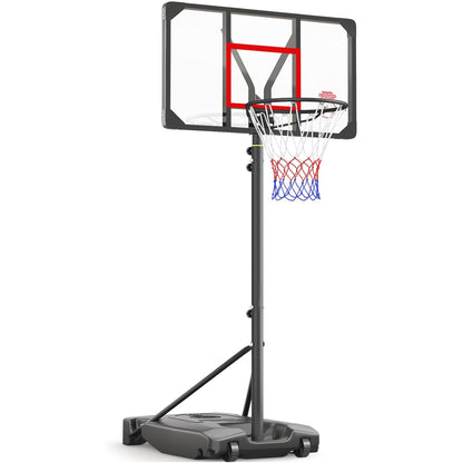 Toremore 33" Portable Basketball Hoop Outdoor Adjustable, 4.82-8.53FT, Kid Basketball Hoop Goal System with Shatterproof PC Backboard for Kids Youth and Adults,Black&Red
