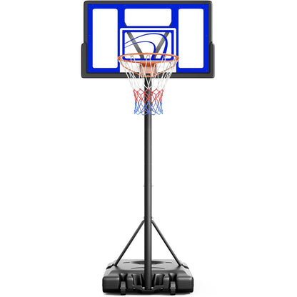 Toremore 44" Basketball Hoop Outdoor 4.43-10ft Adjustable, Portable Basketball Hoop Goal System with Shatterproof Backboard and Larger Base for Kids Youth and Adults, Blue