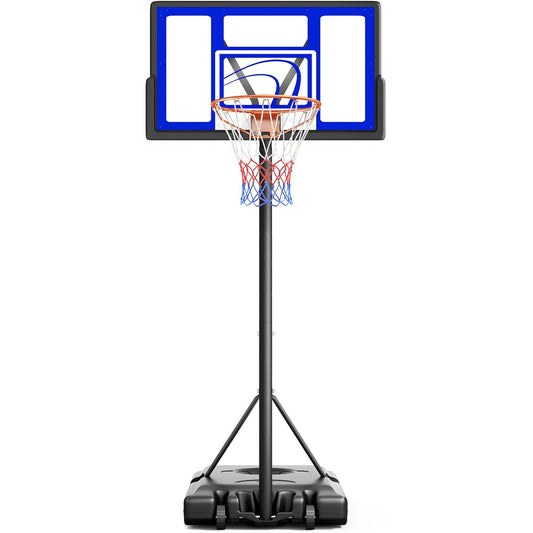 Toremore 44" Basketball Hoop Outdoor 4.43-10ft Adjustable, Portable Basketball Hoop Goal System with Shatterproof Backboard and Larger Base for Kids Youth and Adults, Blue