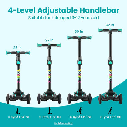 Kids Scooter for Age 3-12 with 4 Adjustable Heights