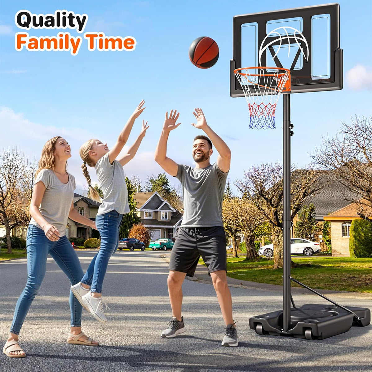 Toremore 44" Basketball Hoop Outdoor 4.43-10ft Adjustable, Portable Basketball Hoop Goal System with Shatterproof Backboard and Larger Base for Kids Youth and Adults