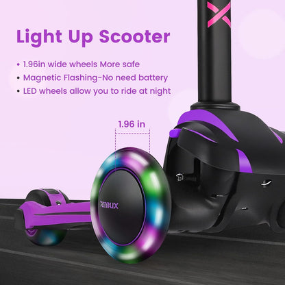 Kids Scooter for Age 3-12 with 4 Adjustable Heights