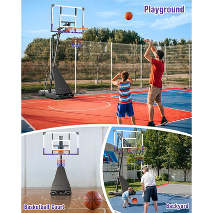 Toremore 44" Basketball Hoop Outdoor Adjustable, 5.25-10FT Portable Basketball Hoop Goal System with Shatterproof PC Backboard and Larger Base for Kids Youth and Adults