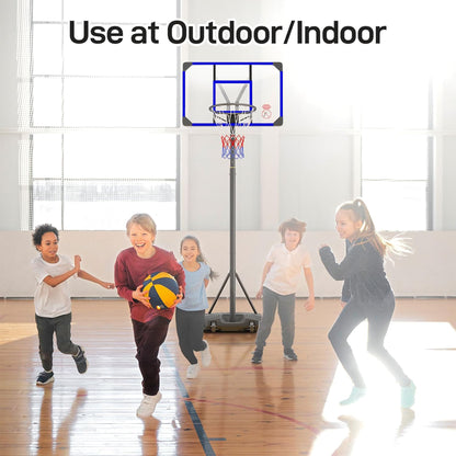 Toremore 33" Portable Basketball Hoop Outdoor Adjustable, 4.82-8.53FT, Kid Basketball Hoop Goal System with Shatterproof PC Backboard for Kids Youth and Adults,Blue