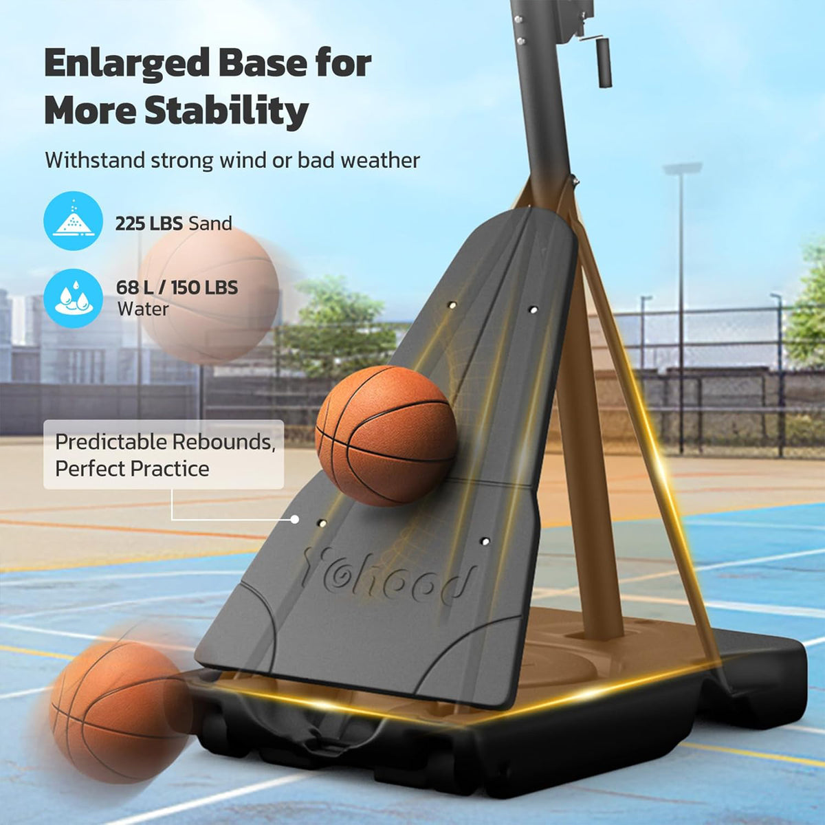 Toremore 44" Basketball Hoop Outdoor Adjustable, 5.25-10FT Portable Basketball Hoop Goal System with Shatterproof PC Backboard and Larger Base for Kids Youth and Adults