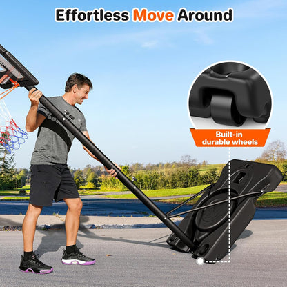 Toremore 44" Basketball Hoop Outdoor 4.43-10ft Adjustable, Portable Basketball Hoop Goal System with Shatterproof Backboard and Larger Base for Kids Youth and Adults