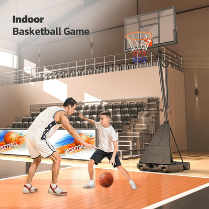 Toremore 44" Basketball Hoop Outdoor Adjustable, 5.25-10FT Portable Basketball Hoop Goal System with Shatterproof PC Backboard and Larger Base for Kids Youth and Adults