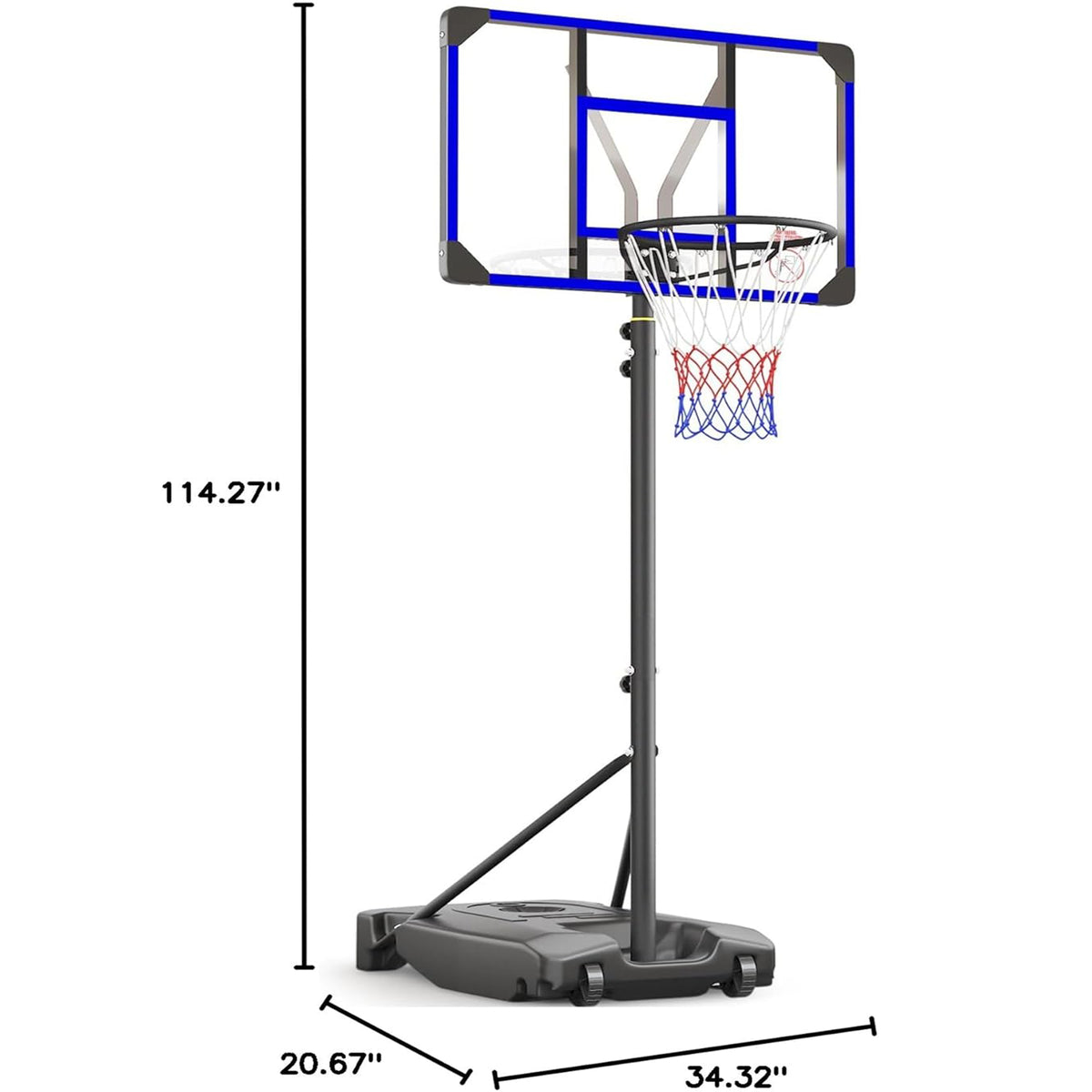 Toremore 33" Portable Basketball Hoop Outdoor Adjustable, 4.82-8.53FT, Kid Basketball Hoop Goal System with Shatterproof PC Backboard for Kids Youth and Adults,Blue