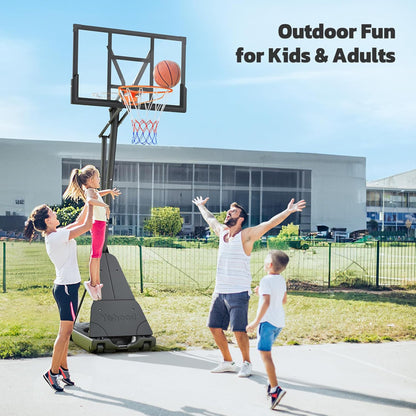 Toremore 44" Basketball Hoop Outdoor Adjustable, 5.25-10FT Portable Basketball Hoop Goal System with Shatterproof PC Backboard and Larger Base for Kids Youth and Adults
